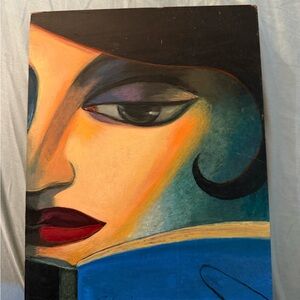 Abstract Face Art Print with Bold Colors